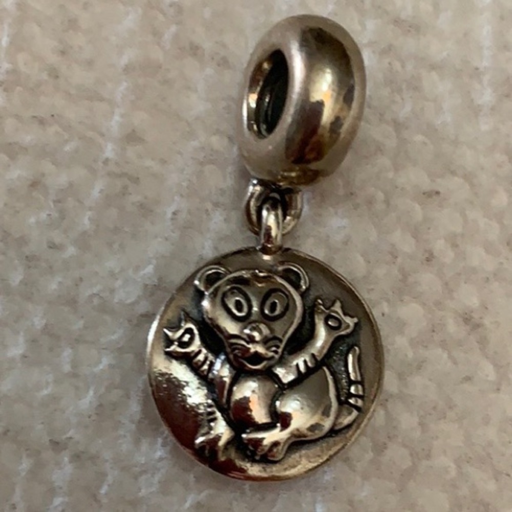 Pandora Zodiac Coin Tiger Sterling Dangle Charm